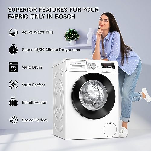 Image of Bosch 8 kg 5 Star Fully-Automatic Front Loading Washing Machine (WAJ24261IN, White, AI active water plus, In-Built Heater)