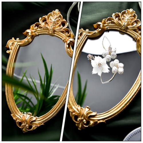 Miroir doré vintage en résine robuste et design élégant chic