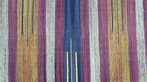 Tapis Kelim multicolore 60 x 90 cm tissé à la main à rayures
