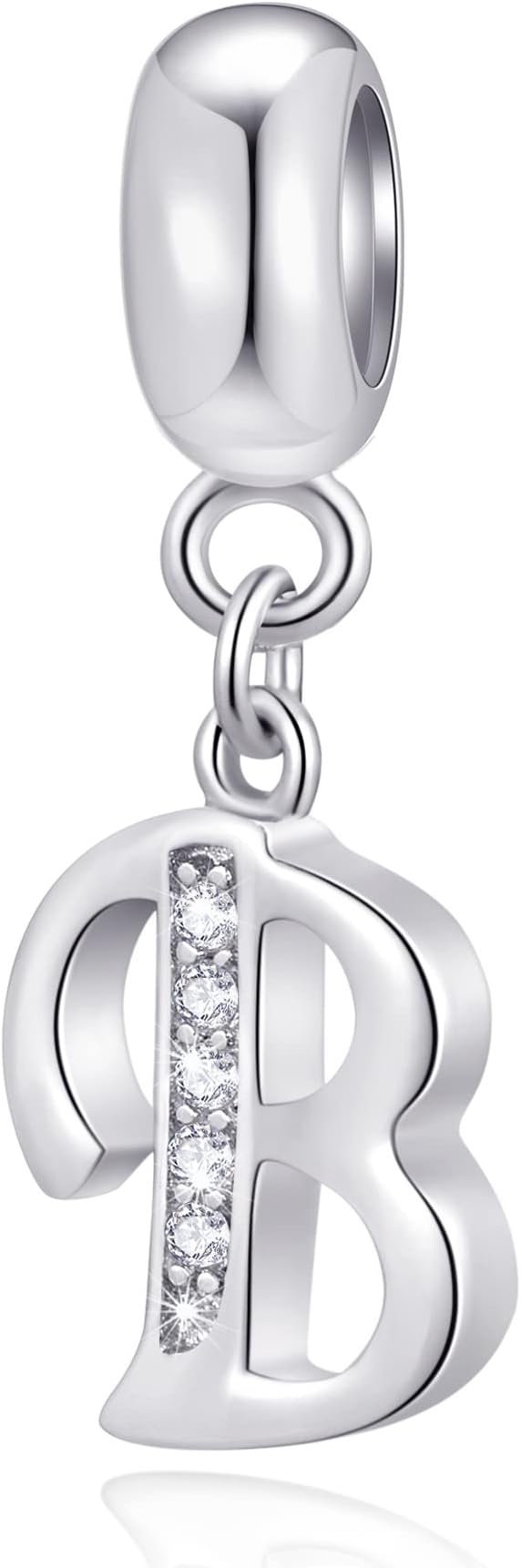 26 Letter Pendant Charms, Polished 925 Sterling Silver Complete Initial A-Z Dangling CZ Stone Alphabet Beads, fits European Bracelet Necklace, Gift for Mother/Father/Daughter/Son/Sister/Aunt