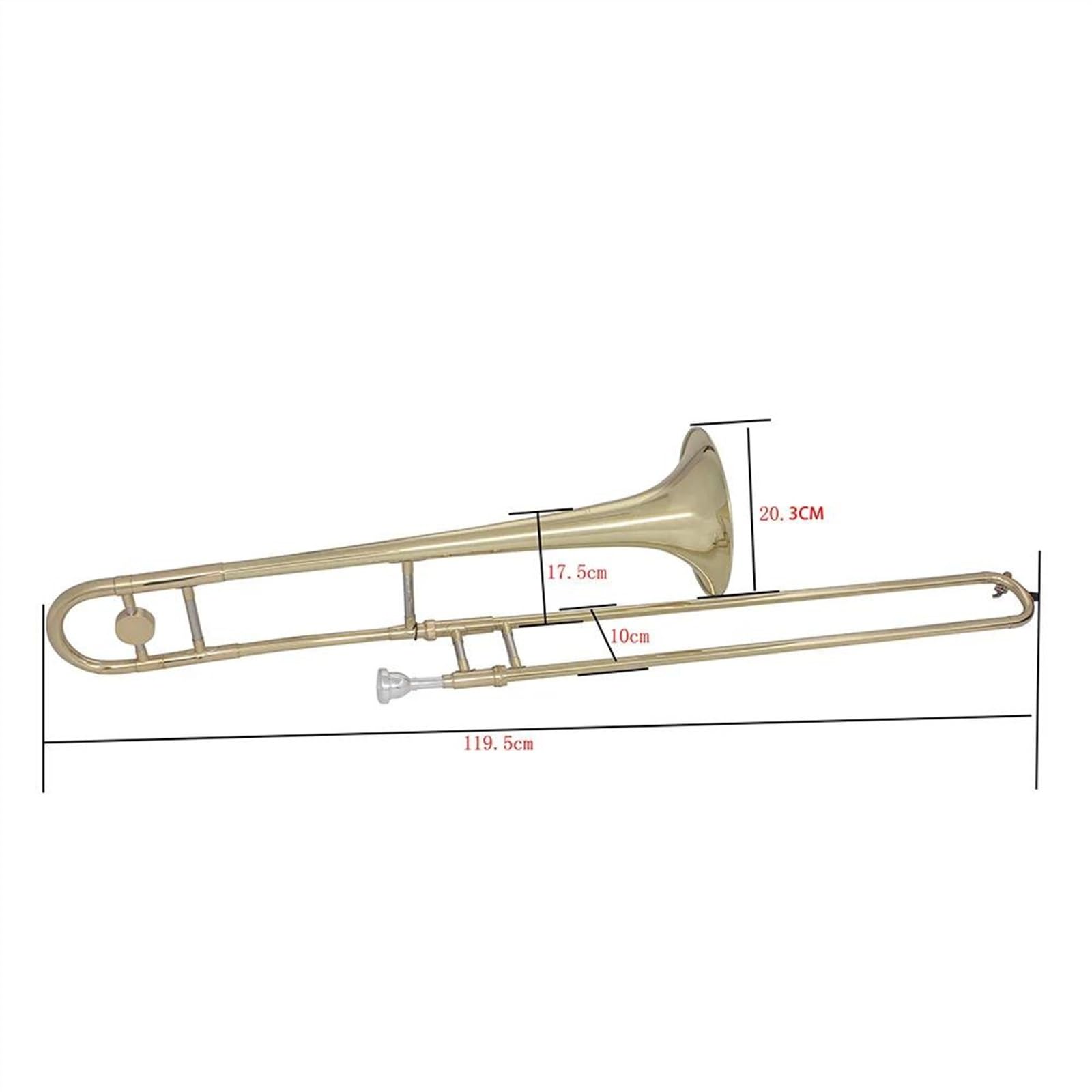 Trombone Alto En Laiton Laqué Doré, Ton Bb, Avec Boîte Et Accessoires Trombon e pour Débutants