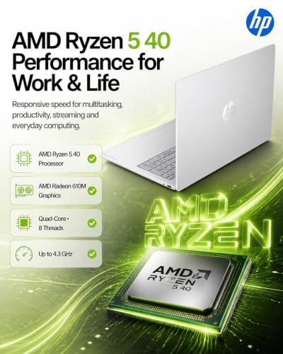 Image of HP OmniBook 3 16 inch Laptop PC, 2K IPS Touchscreen, AMD Ryzen 5 40, 8 GB LPDDR5 RAM, 512 GB SSD, AMD Radeon 610M GPU, Windows 11 Pro, Wi-Fi 6, Glacier Silver