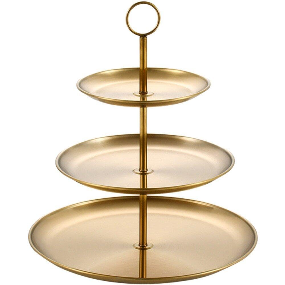 Hrippy Cake Display Stand 3 Tiers Stainless Steel Desserts Cupcakes Stand Fruit Plate Cupcake Stand Party Serving Platter Stand for Birthday Weeding