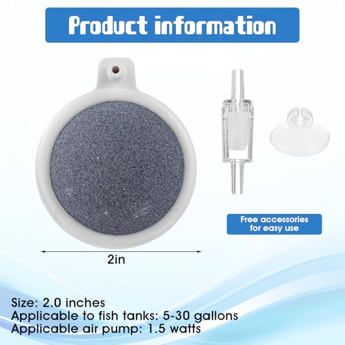 Image of SynHHergyx Fish Tank Bubbler 2 Inch Aquarium Air Stone Fish Tank Nano Air Bubble Stone High Dissolved Oxygen Diffuser (No Air-Pumps and Air-Tube)