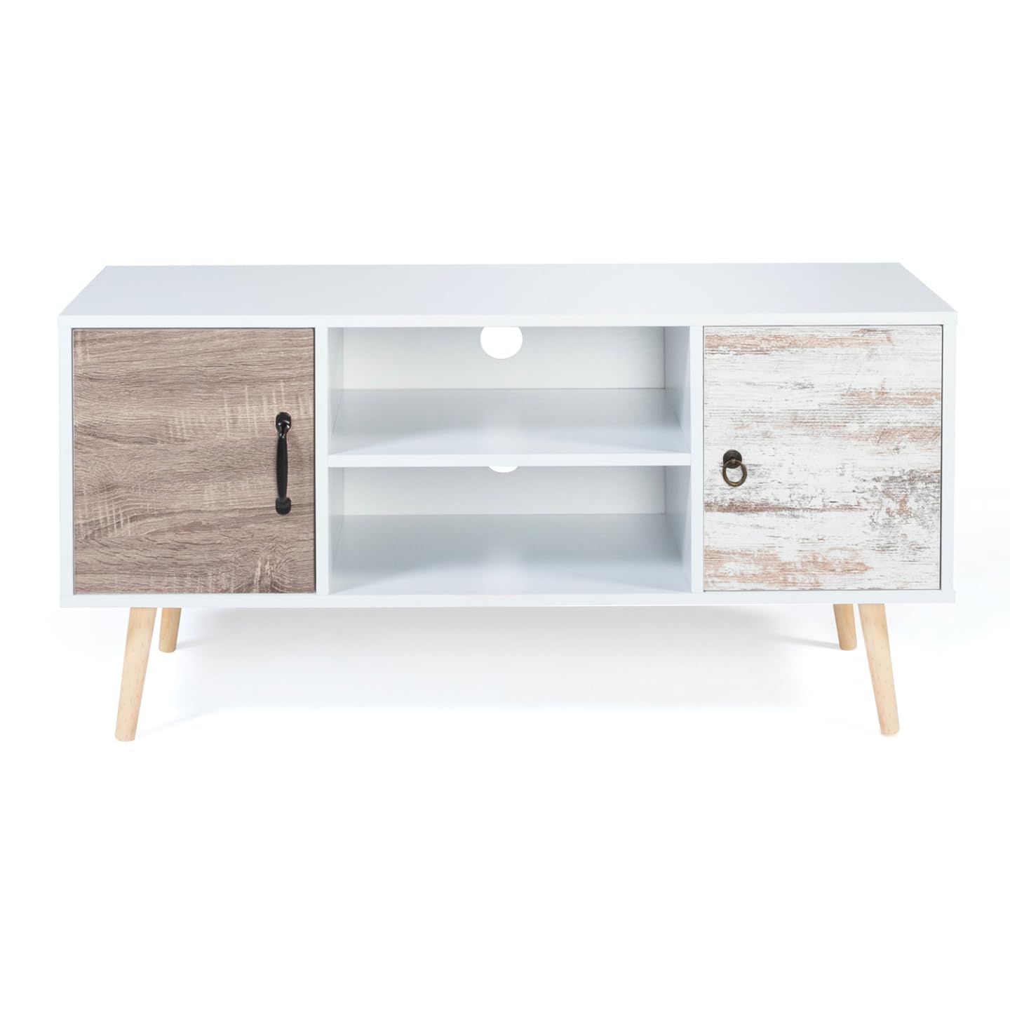 IDMarket - Meuble TV 113 cm scandinave Bahia 2 Portes