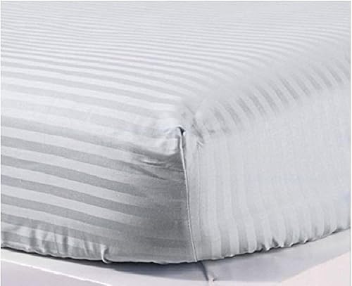 Suave y cómodo. 400 hilos de 4 piezas, 100% algodón, ultra suave y sedoso. Bolsillo profundo de 22 pulgadas de profundidad. Rayas grises claras,