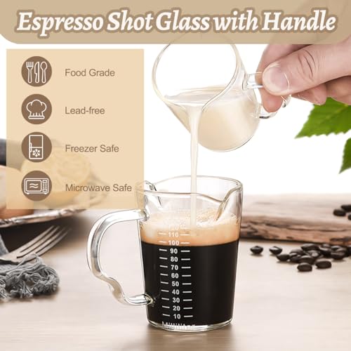Juego de 4 Vasos Medidores de Vidrio con Doble Pico 75 ml miniatura 4