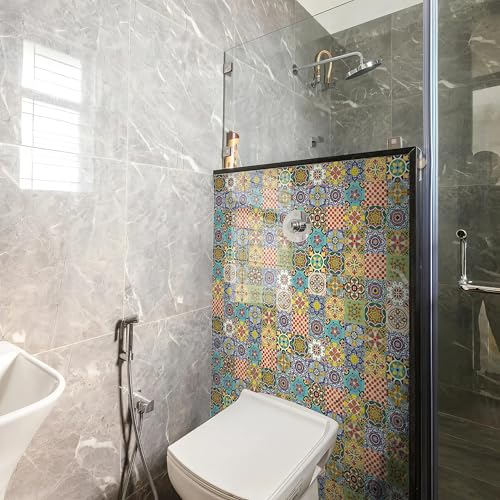 Image of WallDesign Spanish Glaze Tile Sticker - 16 x 24 inch Waterproof Easy Clean Durable Vinyl Decorative Film for Kitchen Counter, Washbasin, Table, Wall, Cupboard-Self-Adhesive