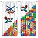 TKUYO Building Blocks Curtains for Boys Room, Abstract Colorful Plastic Building Brick Blocks Geometric Helicopter Aircraft Pattern Window Drapes for Baby Bedroom Living Room, 42