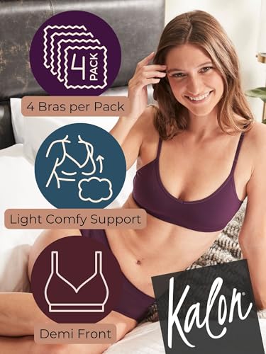 Image of Kalon Women's 4 Pack Demi Padded Bralette Wireless Comfortable Bra
