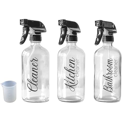 Genérico Botellas de Spray de vidrio para limpieza vacías y personalizadas (pack de 3) Cover