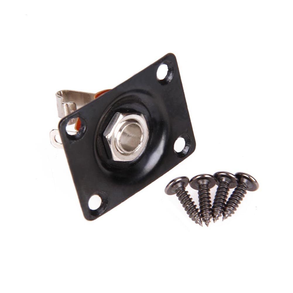 RuiJOTWAT Electric guitar jack 1/4" 6.35mm electric bass square jack square connection hole black
