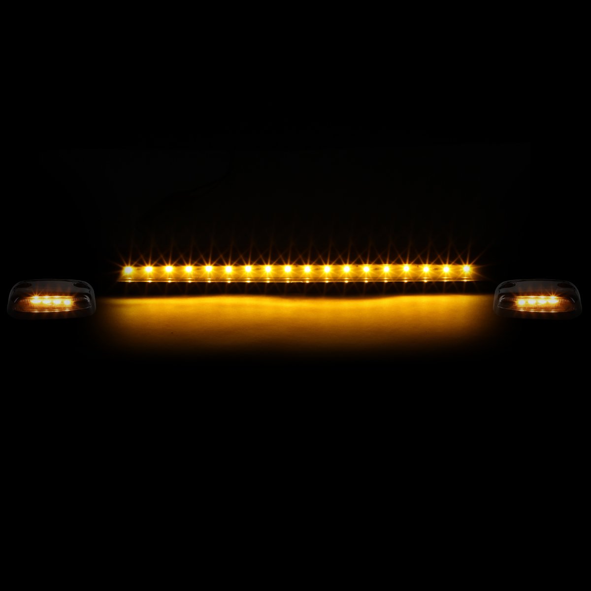 Auto Dynasty Compatible with 07-13 Silverado Sierra GMT900 LED Cab Roof Top Center Running Light+Pair Side Lamps (Smoked Yellow LED)