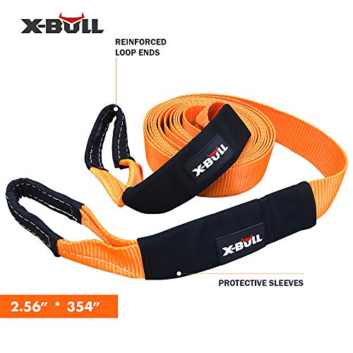 X-Bull Winch Accessory Kit Recovery Kit ：Recovery Tow Strap + D-Ring Shackles+ 8-Ton Snatch Block +Shackle Hitch Receiver +Trailer Hitch Lock+ Winch Dampener+Folding Survival Shovel+Tire Deflator #TOP4