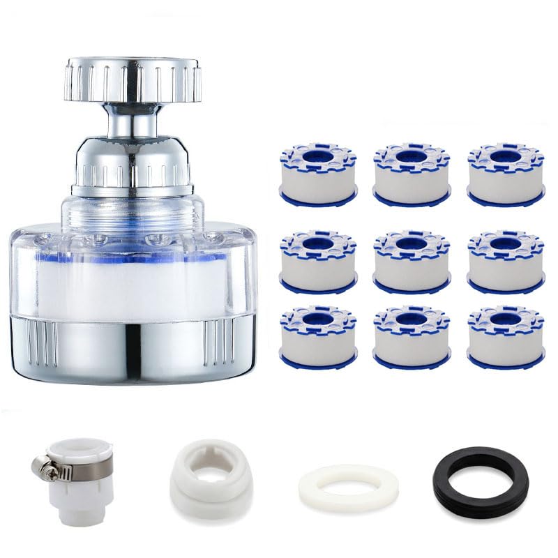 Kitchen Faucet Filter, 360° Rotating for Household Kitchen tap Water, Splash-Proof and Pressure-Increasing Filter for Sink Faucet, Shower Head.