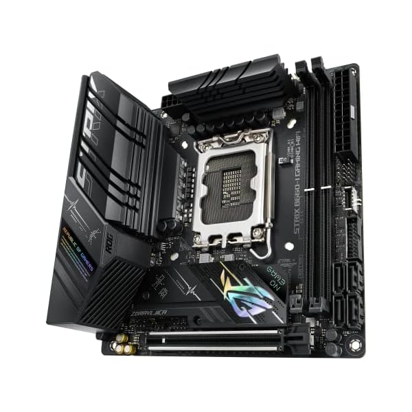 ASUS ROG STRIX B660-I GAMING WIFI - Placa base gaming ITX Intel LGA 1700 (VRM de 8+1 fases, RAM DDR5, PCIe 5.0, Wi-Fi 6, LAN de 2,5 Gb, dos ranuras M.2, un disipador M.2 y Aura Sync) - Image 4