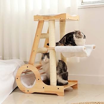 ㉖★キャットタワー★キャットハウス★ハンドメイド★爪研ぎ★猫★猫小屋 Amazon | 猫家族 コンパクト キャットタワー 木製 滑り止め