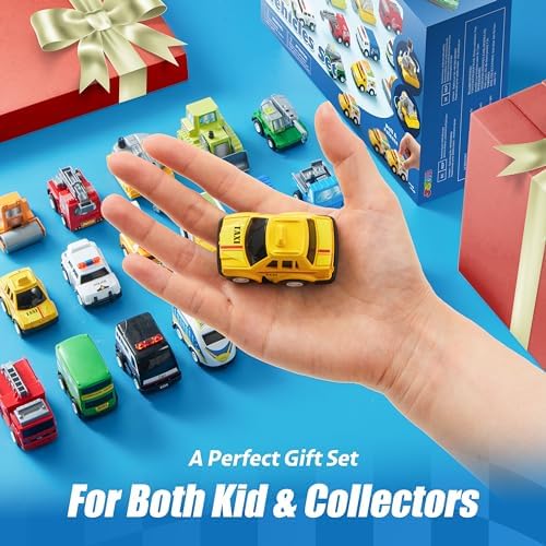18 Pcs Pull Back City Cars and Trucks Toy Vehicles