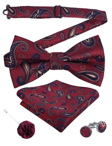 Image of Alizeal Mens 4pcs Vintage Paisley Bow Tie Set
