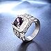PMTIER Men's Vintage Stainless Steel Cubic Zirconia Ring Statement Engagement Wedding Bands Silver Purple Size 11