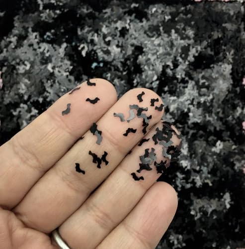 Black Small Bat Glitter, Halloween Sparkly, Solvent Resistant, Shaker Mix, Nail Art Slices, DIY Decorations, 5 Gram Bag
