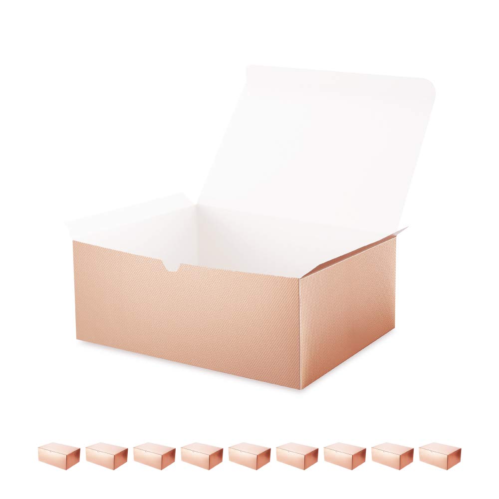 ROSEGLD 10 Gift Boxes 9.5x6.5x4 Inches, Gift Boxes with Lids, Rose Gold
