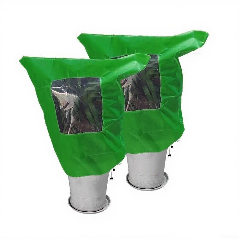 Plant Frost Cover with Window 2-Pack Green Drawstring(60 * 80cm)