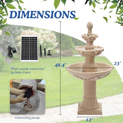 Image of 48.4 inch H Italian Solar Water Fountain Outdoor Fountains and Waterfall