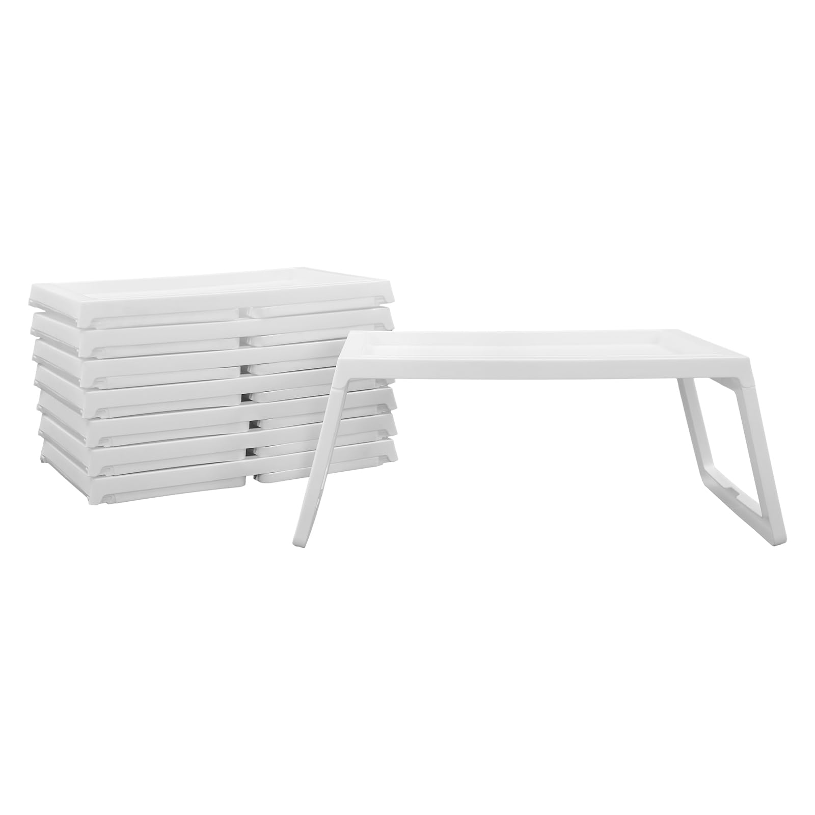 8 szt. składanych tacek na łóżko do jedzenia plastikowych stołów śniadaniowych do łóżka, telewizora i laptopa, wszechstronne tacki na przekąski 66 cm x 35 cm z nogami, idealne do posiłków i przekąsek