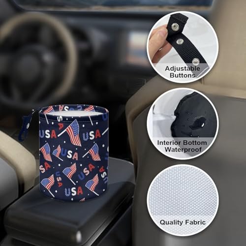 Image of USA Car Garbage Can Waste Basket for Cars - Back Seat, Floor, or Hanging Headrest Car Accessories Interior Road Trip Essentials
