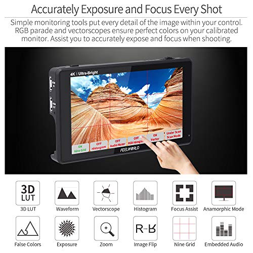 Feelworld Lut6 6 Inch 2600Nits Hdr 3D Lut Touch Screen Dslr Camera Field Monitor With Waveform Vectorscope Histogram 4K Hdmi Input Output 1920X1080 Ips Panel #TOP4