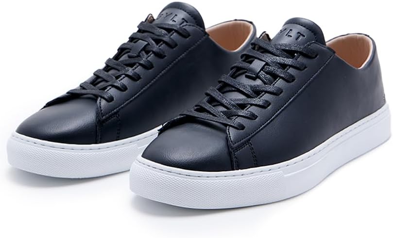 Men’s Everyday Sneakers – Casual Lace-Up Shoes with Rubber Sole, Lightweight Leather Footwear, Walking Comfort, Travel Ready