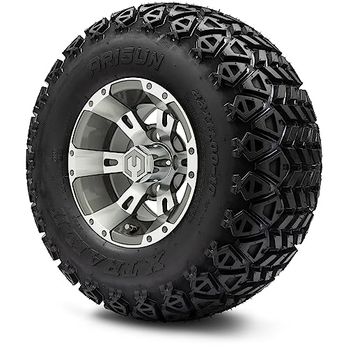 Modz® Ambush Gunmetal 10" Golf Cart Wheels And Arisun X-Trail (22X11-10) All-Terrain Golf Cart Tires Combo - Set Of 4 #TOP8