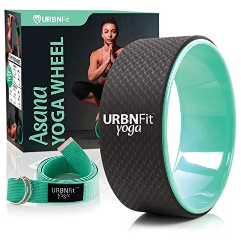 URBNFit Yoga Wheel - Stationary Prop to Assist Stretching, Flexibility, Backbends & Inversions - Yoga Wheels to Help Release Tension - Home Gym Equipment & Accessories w/Bonus PDF Workout Guide Cover