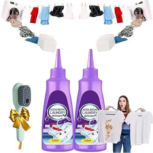 NNGXFC Enzyme Laundry Stain Remover,Active Enzyme Laundry Stain Remover – White Shirt Guardian,Active Enzyme Clothing Stain Remover,Fast Laundry Stain Remover (2Purple)