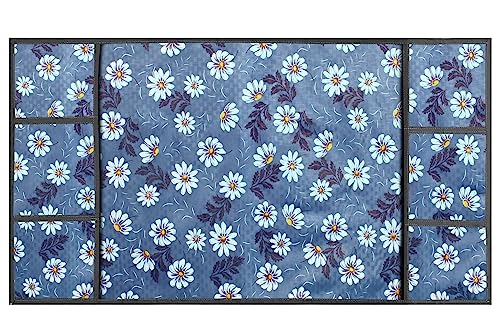 Image of Stylista Refridgerator top Cover Suitable for Samsung RR24C2Y23S8 /NL, 223 Liter Fridge, Dimenions (WXD) 65x111 CM, Floral Pattern Blueish Grey