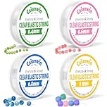 Caianwin Bracelet String Kit 0.4mm 0.6mm 0.8mm 1mm Clear String Elastic Thread for Jewellery Making Necklace Bracelet Beading Thread & DIY Craft Projects Strings