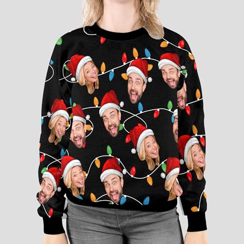 Custom Ugly Christmas Sweatshirt with Face Personalized All Over Print Christmas Sweater for Men Women Xmas Gift2