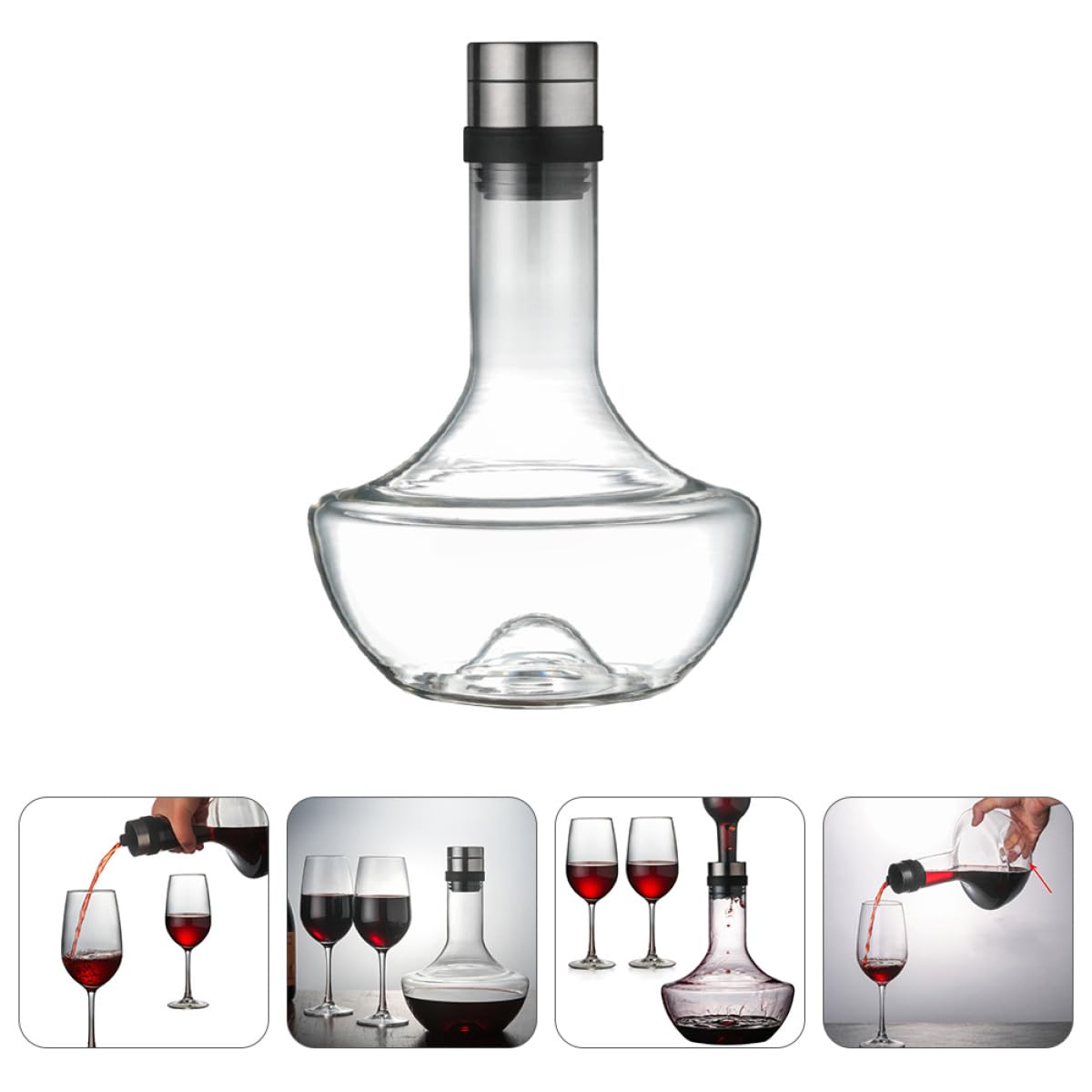 Decanter in Vetro da 1000 Ml per Whisky e Brandy, Distributore di Bevande Portatile e Veloce, Caraffa per Vino Trasparente per Uso Domestico, per Casa, Bar e Feste