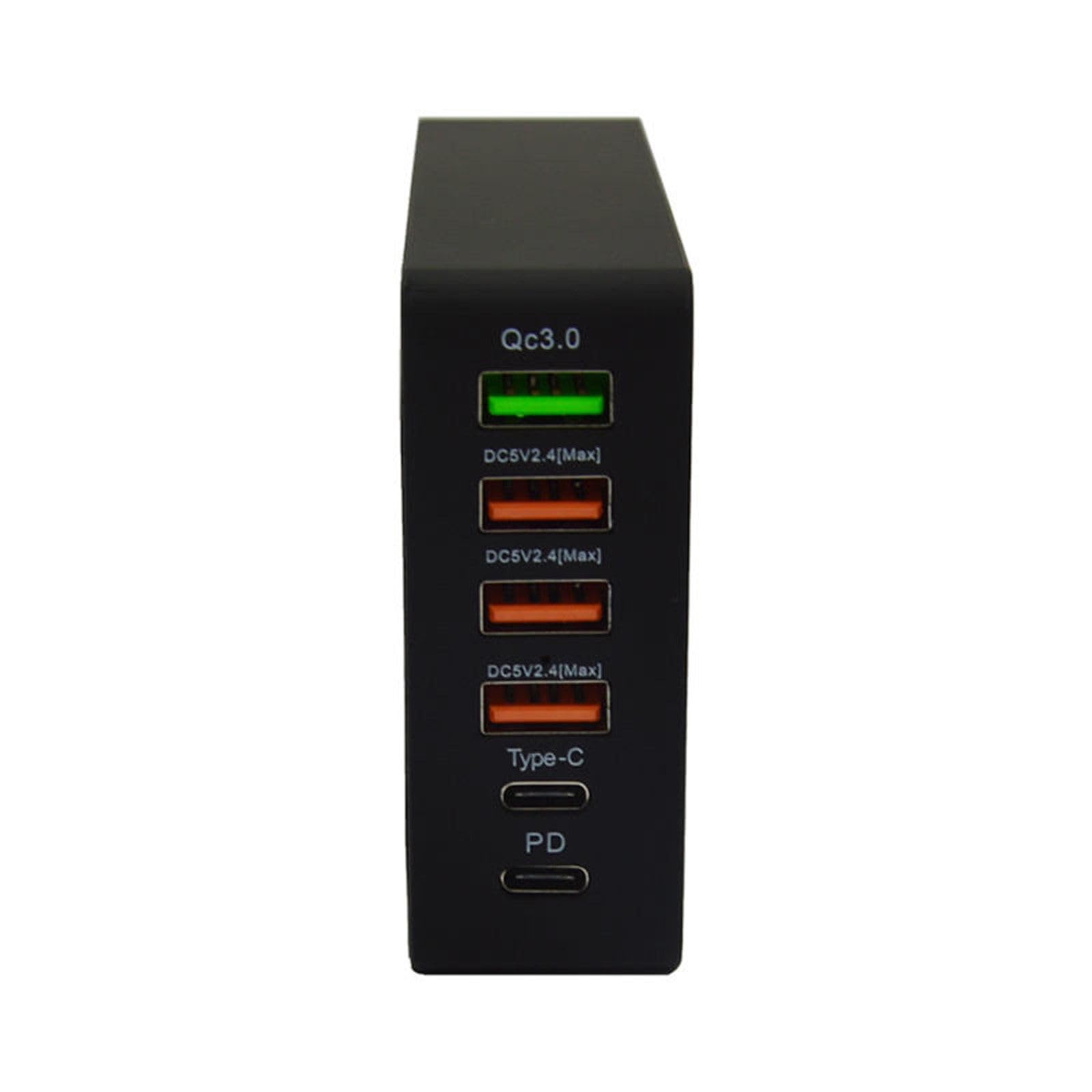 Cargador multipuerto de 65 W Cabezal de carga tipo C Cabezal de carga de teléfono móvil USB de 6 puertos Cargador multipuerto
