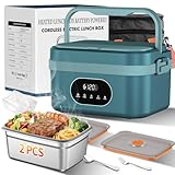 Cordless Electric Lunch Box for Adults,Battery Powered Heated Lunch Box,Portable Food Warmer for Work Car Travel,5-Sided Fast Heating,24000mAh Rechargeable,Stainless Steel Containers,Insulated Bag