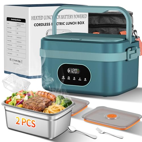 Cordless Electric Lunch Box for Adults,Battery Powered Heated Lunch Box,Portable Food Warmer for...