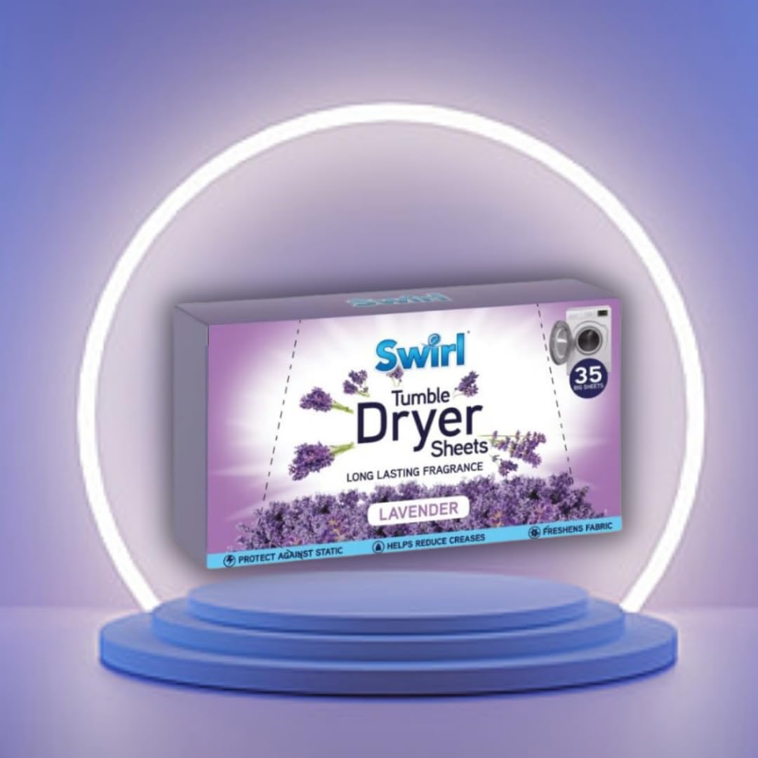 SOTL® 4 fogli per asciugatrice Swirl Lavanda 40 fogli per confezione, ammorbidente a lunga durata, freschezza, controllo statico, ecologico