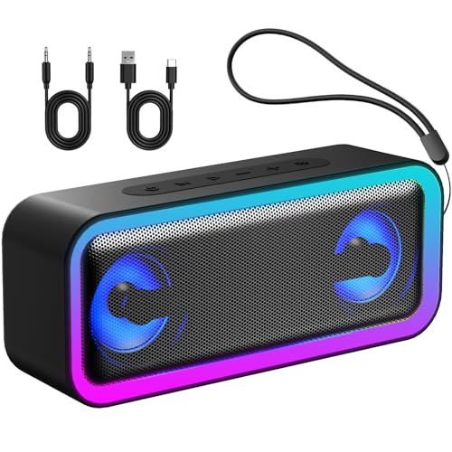 Altavoz Bluetooth Portátil Potente 40W, Altavoces Bluetooth 5.4 con Emparejamiento TWS,7 Cambios RGB, 30 H Reproducción, Impermeable IPX7, Speaker de Exterior para Viajes/Deportes/Fiestas/Ciclismo