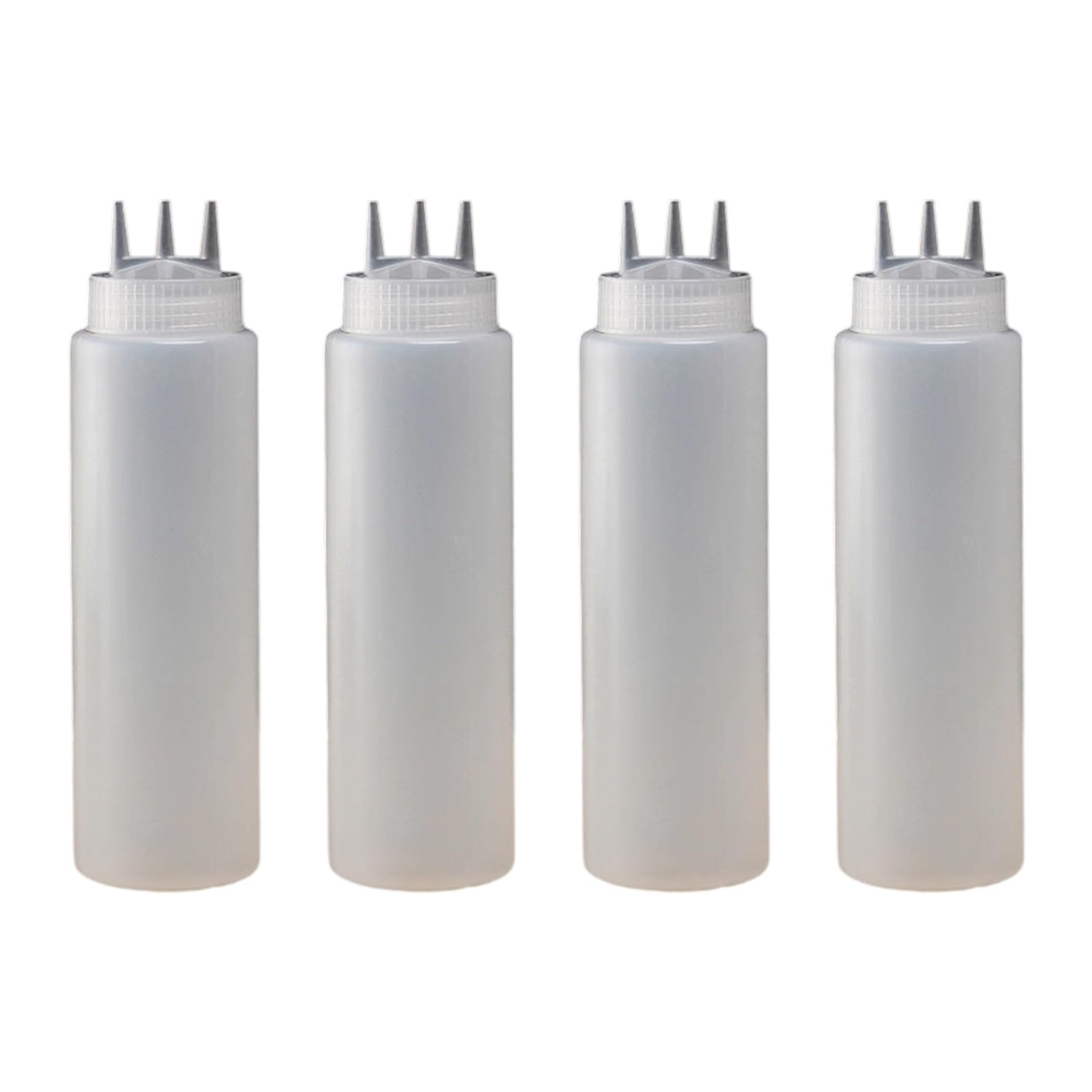 Hsioluted Capacity 3 Hole Squeeze Bottles Permanent Condiment Dispenser for Home Restaurants Easy Control Squeezing Trilateral Nozzle Sauce Squeeze Container