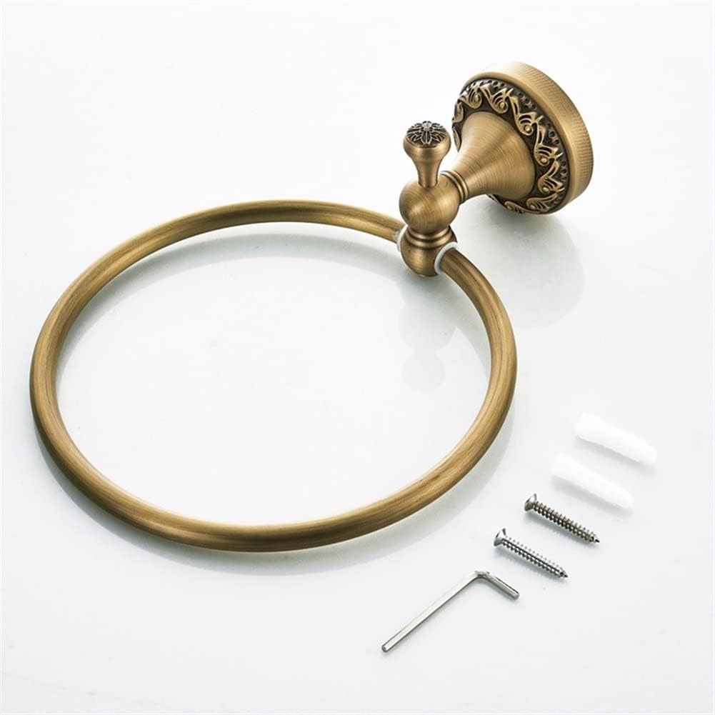 LSLYTQ European Antique Brass Towel Ring, Retro Towel Rack, Hardware Pendant, Wall Mounted Hanging Rack for Toilet Bathroom Kitchen