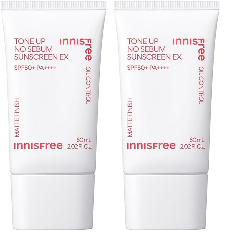 Image of Innisfree Tone Up No Sebum Tinted Sunscreen 60ml with SPF 50+ PA++++ | Oil Control & Matte Finish, UV Protection, Clean Formula | Korean Sunscreen for Oily Skin, Non-Greasy, Sweat-Resistant