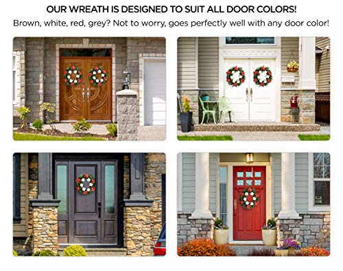 Flybold Door Wreaths For Front Door Outside Front Door Wreaths Summer Wreaths Weatherproof Bright Colorful Pink Hydrangea White Roses 23 Inch Outdoor Wreath For Spring Front Door Decorations Home Wall Décor thumb #3