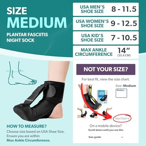 image for BraceAbility Plantar Fasciitis Night Splint Sock - Soft Plantar Fascia