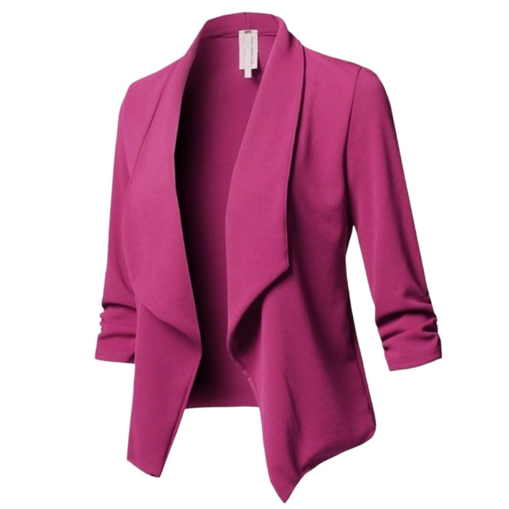 Blazer Damen,Damen-Blazer mit Langen Ärmeln, gerafft, asymmetrisch, lässig-Business
